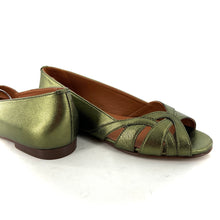 Charger l'image dans la galerie, Ballerine CHIARA en Cuir Métallisé Kaki