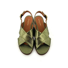 Charger l'image dans la galerie, Sandale AXELLE en Cuir Métallisé Vert