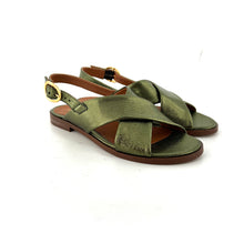 Charger l'image dans la galerie, Sandale AXELLE en Cuir Métallisé Vert