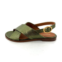 Charger l'image dans la galerie, Sandale AXELLE en Cuir Métallisé Vert