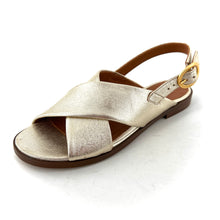 Charger l'image dans la galerie, Sandale AXELLE en Cuir Pailleté Doré Clair