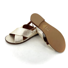 Charger l'image dans la galerie, Sandale AXELLE en Cuir Pailleté Doré Clair