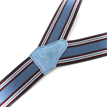 Load image into Gallery viewer, Bretelles à Rayures Bleu Jean et Bordeaux