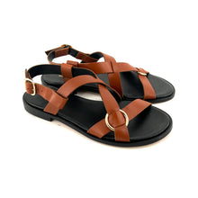 Load image into Gallery viewer, Sandale MAELYS en Cuir Camel