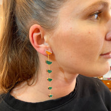 Load image into Gallery viewer, Boucles d'Oreilles SEEMA en Plaqué Or et Onyx Vert