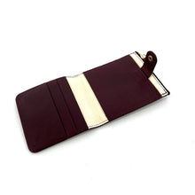 Charger l'image dans la galerie, Mini Portefeuille PARIS-LISBONNE CLOWN en Cuir Bordeaux Crème et Bronze