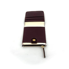 Charger l'image dans la galerie, Mini Portefeuille PARIS-LISBONNE CLOWN en Cuir Bordeaux Crème et Bronze