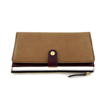 Charger l'image dans la galerie, Portefeuille PARIS-NAPLES CLOWN en Cuir Bordeaux Crème et Bronze