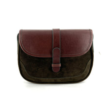Charger l'image dans la galerie, Sac Bandoulière Bi-Matière en Cuir Marron et Daim Kaki