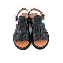 Load image into Gallery viewer, Sandale Semelle Épaisse OMAHA en Cuir Noir