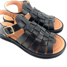 Load image into Gallery viewer, Sandale Semelle Épaisse OMAHA en Cuir Noir