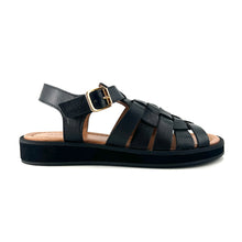 Load image into Gallery viewer, Sandale Semelle Épaisse OMAHA en Cuir Noir