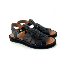 Load image into Gallery viewer, Sandale Semelle Épaisse OMAHA en Cuir Noir