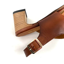 Charger l'image dans la galerie, Sandale Talon Trotteur en Cuir Cognac Veiné