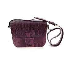 Charger l'image dans la galerie, Sac LOUISE en Cuir Mauve Imprimé Python