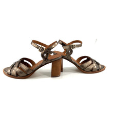 Charger l'image dans la galerie, Sandale à Talon en Cuir Irisé Bronze Doré