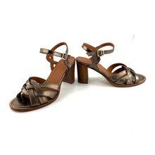 Charger l'image dans la galerie, Sandale à Talon en Cuir Irisé Bronze Doré
