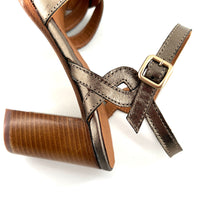 Charger l'image dans la galerie, Sandale à Talon en Cuir Irisé Bronze Doré