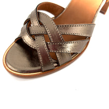 Charger l'image dans la galerie, Sandale à Talon en Cuir Irisé Bronze Doré