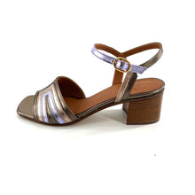 Charger l'image dans la galerie, Sandale Talon Trotteur en Cuir Irisé Bronze Rosée et Lilas