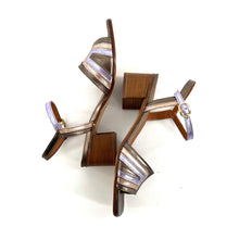 Charger l'image dans la galerie, Sandale Talon Trotteur en Cuir Irisé Bronze Rosée et Lilas