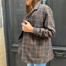 Charger l'image dans la galerie, Blazer Croisé Ajusté TOM à Carreaux Marron Kaki