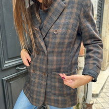 Charger l'image dans la galerie, Blazer Croisé Ajusté TOM à Carreaux Marron Kaki