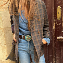 Charger l'image dans la galerie, Blazer Croisé Ajusté TOM à Carreaux Marron Kaki