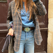 Charger l'image dans la galerie, Blazer Croisé Ajusté TOM à Carreaux Marron Kaki