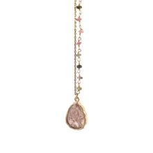 Load image into Gallery viewer, Sautoir GEMMA en Plaqué Or Tourmaline et Quartz Fraise