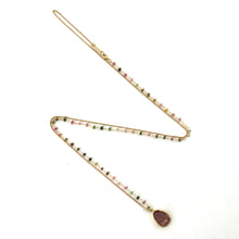 Load image into Gallery viewer, Sautoir GEMMA en Plaqué Or Tourmaline et Quartz Fraise