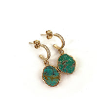 Load image into Gallery viewer, Boucle d'Oreille BABY KARA en Plaqué Or et Chrysocolle