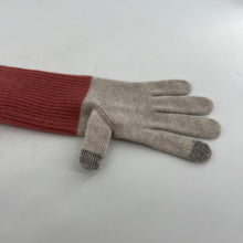 Charger l'image dans la galerie, Longs Gants Bi-Colore en Laine et Cachemire Blanc Cassé / Rose