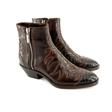 Load image into Gallery viewer, Boots Tiag en Cuir et Python Marron