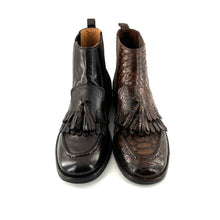 Load image into Gallery viewer, Boots Élastiqué Façon Mocassin en Python Marron