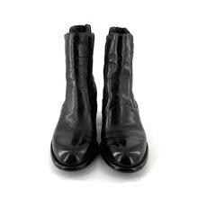 Load image into Gallery viewer, Boots Talon Trotteur Zippé Arrière en Cuir et Cuir Stretch Ébano
