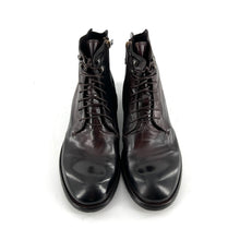 Load image into Gallery viewer, Chaussure Lacets Montante Zippé Intérieur en Cuir Veiné Ébano