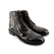 Load image into Gallery viewer, Chaussure Lacets Montante Zippé Intérieur en Cuir Veiné Ébano