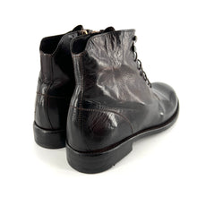 Load image into Gallery viewer, Chaussure Lacets Montante Zippé Intérieur en Cuir Veiné Ébano