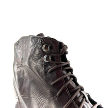 Load image into Gallery viewer, Chaussure Lacets Montante Zippé Intérieur en Cuir Veiné Ébano