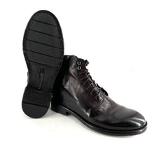 Load image into Gallery viewer, Chaussure Lacets Montante Zippé Intérieur en Cuir Veiné Ébano