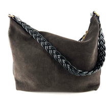 Charger l'image dans la galerie, Sac LE FRED en Velours Ebony et Cuir Noir