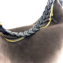 Charger l'image dans la galerie, Sac LE FRED en Velours Ebony et Cuir Noir