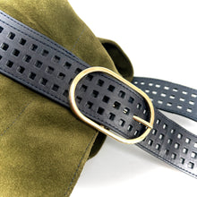 Charger l'image dans la galerie, Sac LE ENZO en Velours Leccio et Cuir Marine