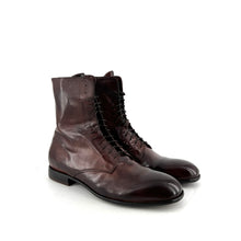 Load image into Gallery viewer, Chaussure Lacets Montante Zippée Intérieur en Cuir Teak