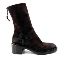 Charger l'image dans la galerie, Boots Talon Trotteur Zippé Arrière en Daim Marron