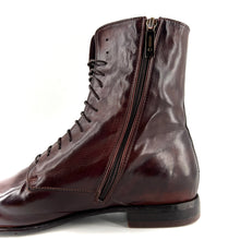 Load image into Gallery viewer, Chaussure Lacets Montante Zippée Intérieur en Cuir Teak