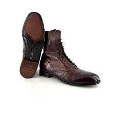Load image into Gallery viewer, Chaussure Lacets Montante Zippée Intérieur en Cuir Teak