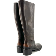 Charger l'image dans la galerie, Botte Talon Trotteur en Cuir Marron Veiné