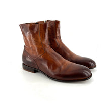 Load image into Gallery viewer, Boots Tige Haute Zippé Intérieur en Cuir Camel Patiné